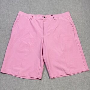 Dunning Golf Chino Shorts Mens 36 Pink Polyester Spandex Pockets 10" Inseam